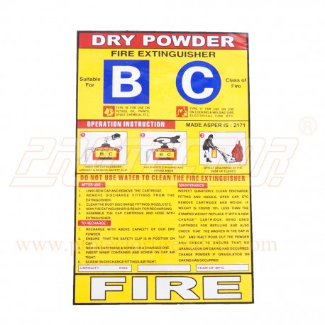 Sicker for DCP type fire extinguisher